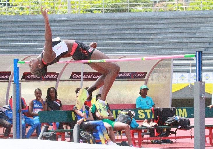 BRONZE FOR TENIQUE: Tenique Vincent competes in the girls’ under-17 high jump on day one of the 2024 Carifta Games, in Grenada, on Saturday. The Trinidad and Tobago athlete bagged bronze with a 1.68 metres clearance. --Photo: PAUL VOISIN (Image obtained at trinidadexpress.com)