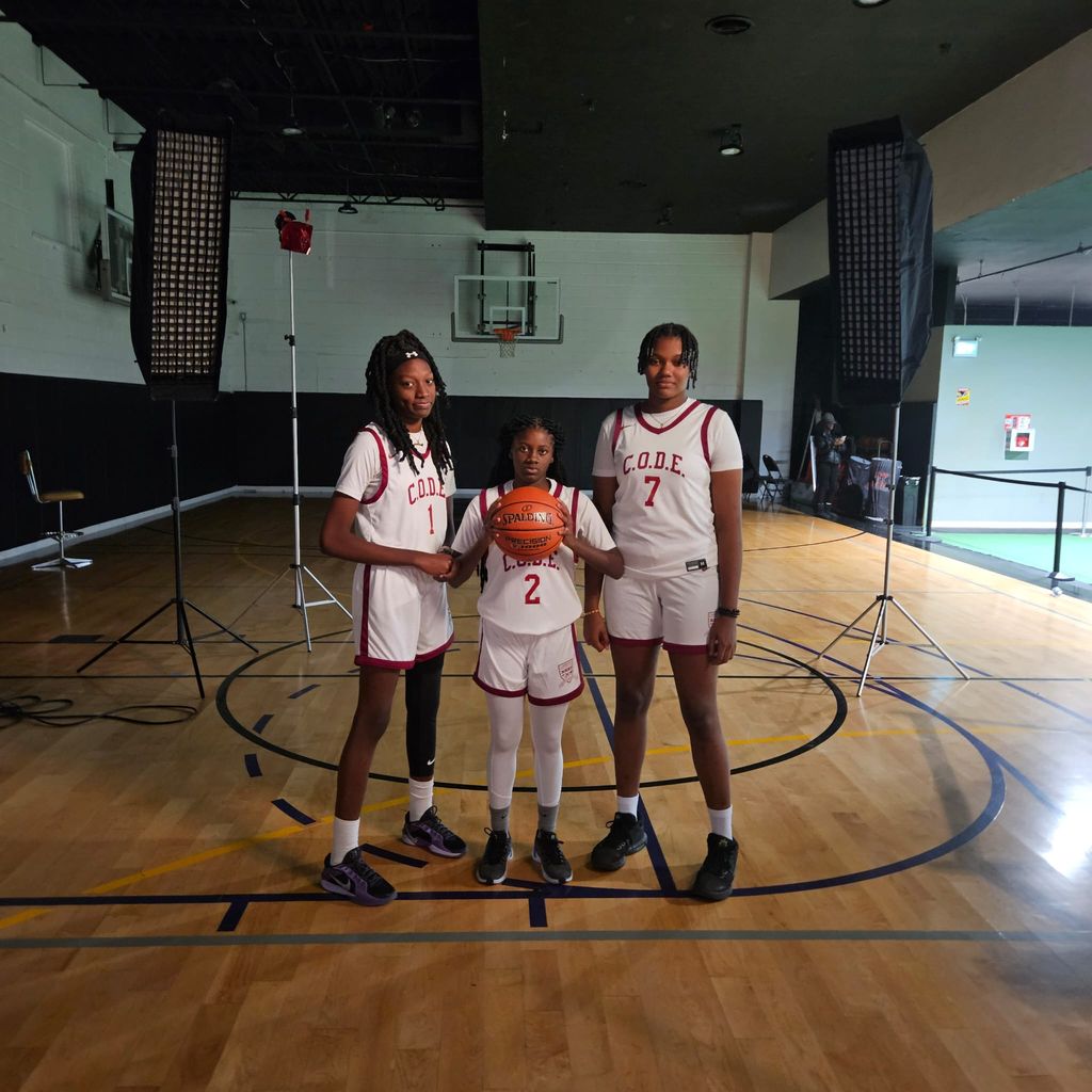 The trio from left, of Junisha Harper, Tiara Antoine, and Abrielle Bascombe shows off their uniforms at CODE (Chasing Our Dreams Everyday) Academy in Canada. (Image obtained at guardian.co.tt)